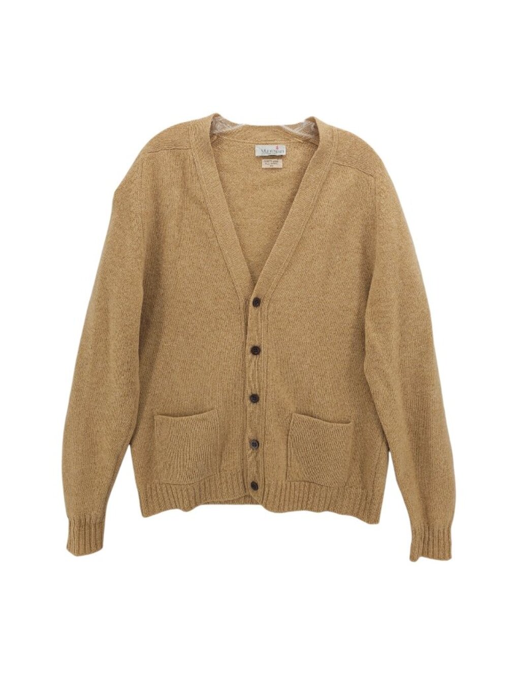 MUNROSPUN Cardigan 100% Shetland Wool Light Brown Tan MADE IN ENGLAND Size 44